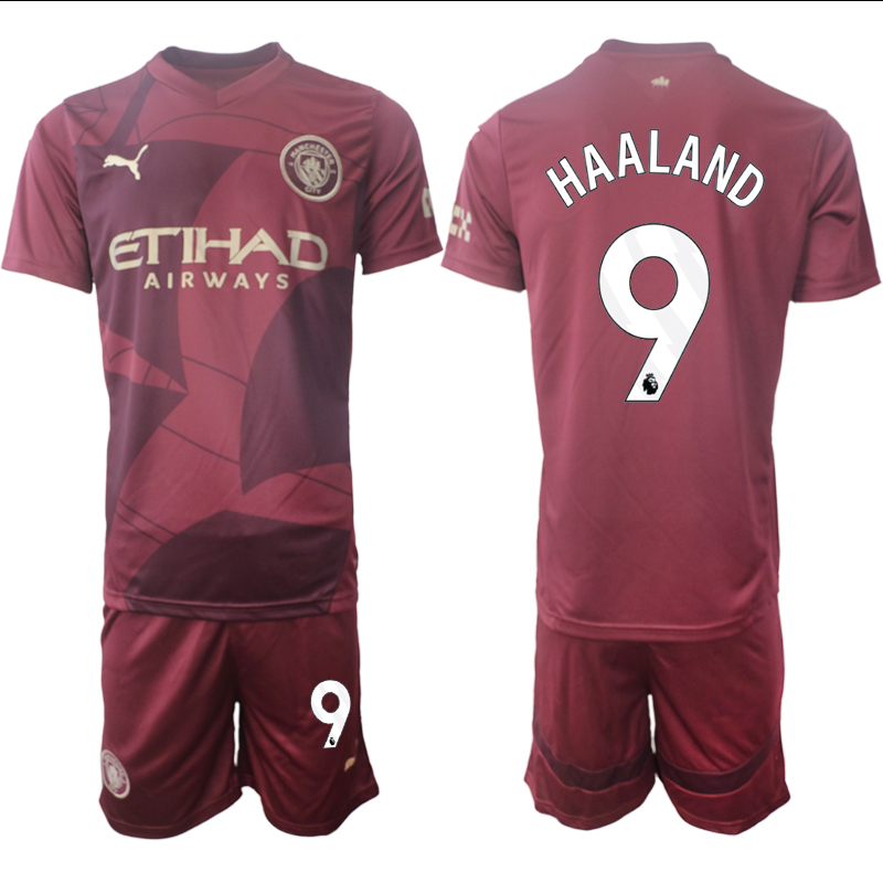 Men 2024-2025 Club Manchester City away red #9 Soccer Jersey->customized nfl jersey->Custom Jersey